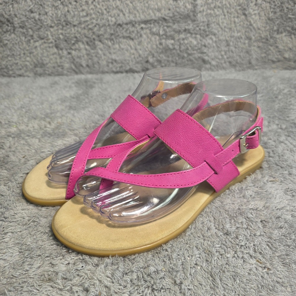 Cordani Argento Flat Sandals Pink Leather Strappy Ankle Strap Womens 39 8-8.5‎